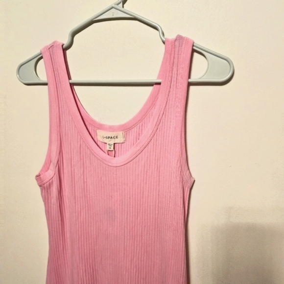 NWT L*space Jenna Pink Rib Knit Sleeveless Women's Midi Dress Size Medium 8/10 - Picture 3 of 10